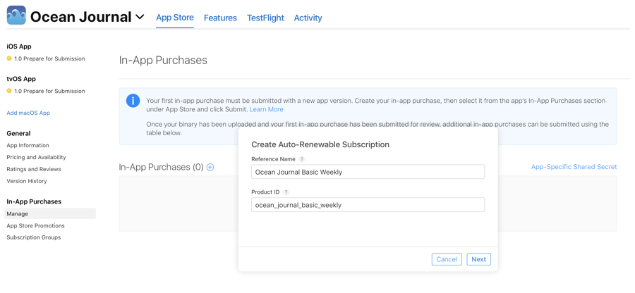 Create Auto-Renewable Subscription
