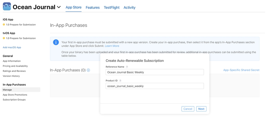 Create Auto-Renewable Subscription