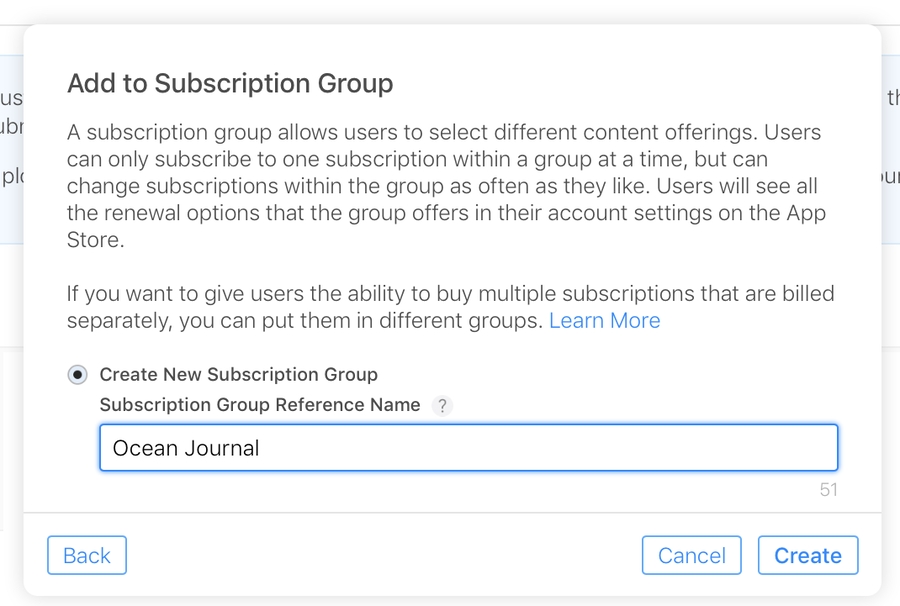 Create Subscription Group